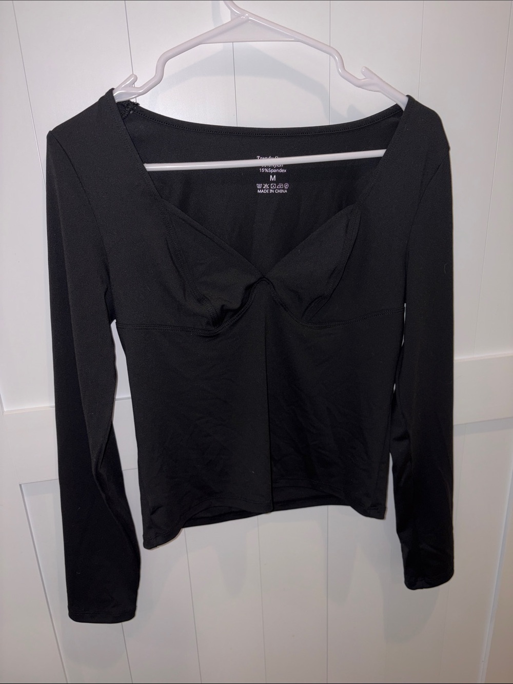 Long Sleeve Black Twist-Front Top